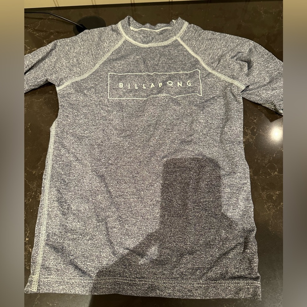 BILLABONG Boys Size 10 Grey & White Long Sleeve Tee Shirt